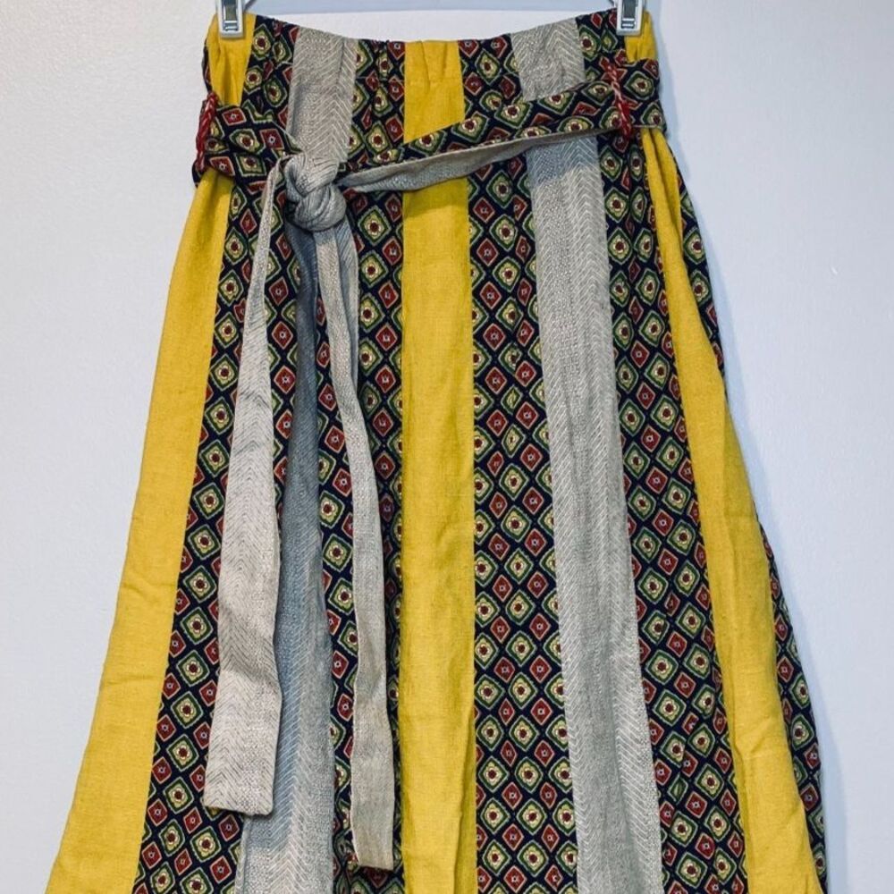 Rare Vtg 70s Boho CA Chessa Davis for W.W. Duke Ltd Patchwork Maxi Skirt & Sash - Picture 3 of 10